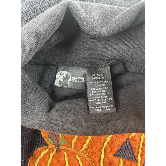 VTG Holiday Editions Halloween Sweater Vest Women XL Black Jack O Lantern Bats - Picture 3 of 14